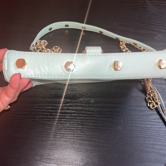 REBECCA MINKOFF Turquoise Leather Small Mac Crossbody Bag Purse - Picture 4 of 9